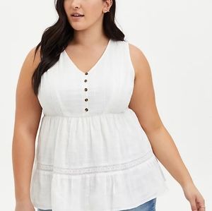 Torrid white baby doll top size 2
